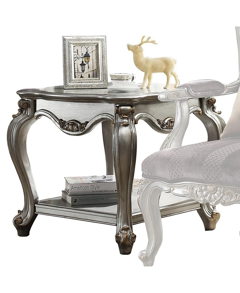 Simplie Fun Picardy End Table in Antique Platinum