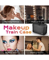 Byootique Rolling Manicure Table with 13" Makeup Train Case Travel Storage Bag