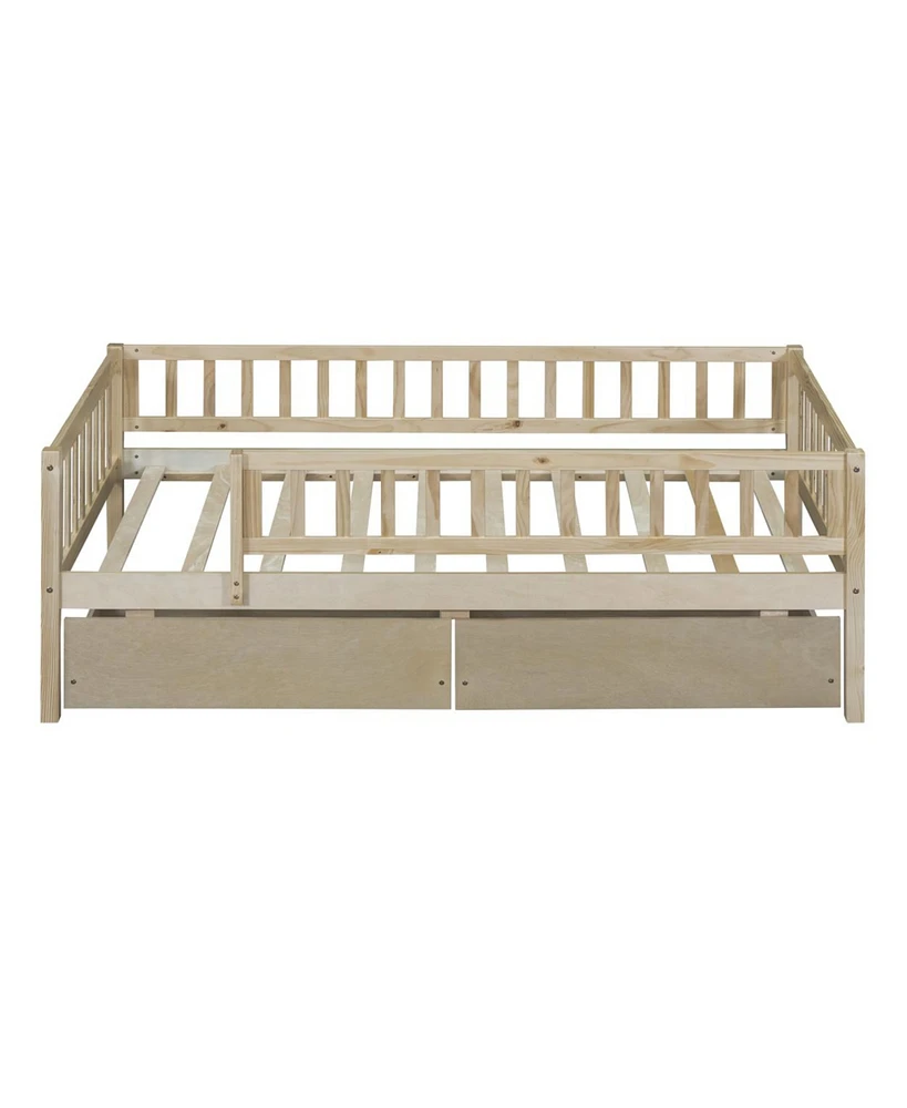 Simplie Fun Twin Size Daybed Wood Bed With Two Drawers