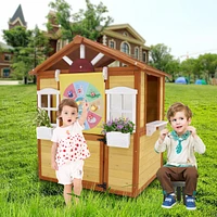 Streamdale Furniture Kids Wooden Outdoor Playhouse with Working Doors and Windows