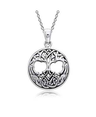 Bling Jewelry Celtic Knot Crann Bethadh Family Circle Wishing Tree Of Life Pendant Necklace For Women Oxidized .925 Sterling Silver