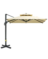 Large 9.8' Offset Patio Umbrella with Tilt, Rotation, and Ample Shade