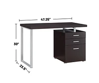 Simplie Fun 3-Drawer Office Desk in Cappuccino Finish