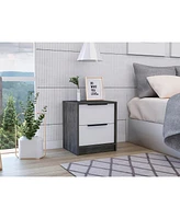 Simplie Fun Kaia Nightstand, Two Drawers, Metal Handle - Smokey Oak