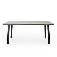 Outdoor Modern Industrial Aluminum Dining Table, Gray, Matte Black