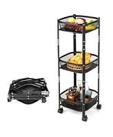 Sugift Square 3-Tier Rotating 1-Second folding Storage Rack Metal