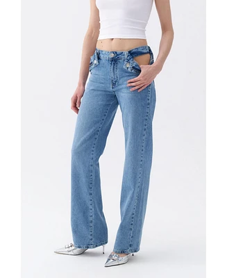 Nocturne Women's Cut-Out Detailed High Waist Jeans