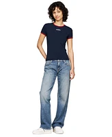 Tommy Jeans Women's Contrast-Edge Slim-Fit Logo T-Shirt