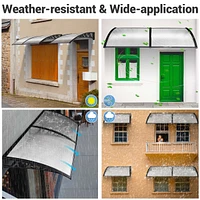 Yescom 80"x40" Door Window Awning Whole One-piece Polycarbonate UV30+ Outdoor Rain Snow Protection Patio White Board