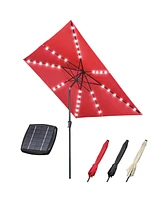 Yescom 10x10 Ft Led Light Patio Umbrella Solar Power 8-Rib Tilt Aluminum for Outdoor Yard Table Poolside, Usb Port Black