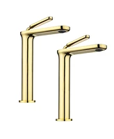 Aquaterior 2 Pack Single Handle Bathroom Vessel Sink Faucet One Hole Vanity Mixer Tap Gold