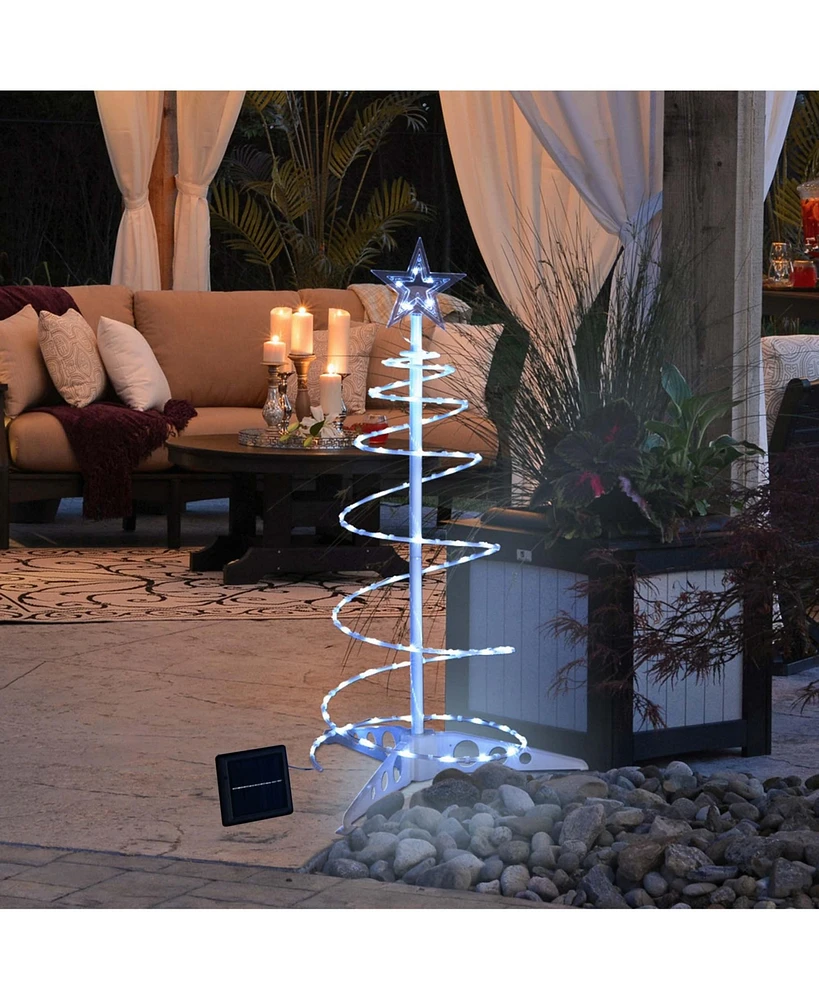 Yescom 2 Ft Led Christmas Spiral Light with Star Finial Solar Panel New Year Decoration