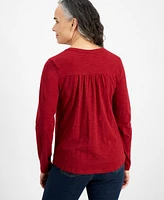 Style & Co Petite Falling Bloom Embroidered Top, Created for Macy's