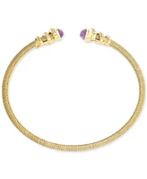 Amethyst (1-1/5 ct. t.w.) & White Topaz (3/8 Cuff Bangle Bracelet 14k Gold-Plated Sterling Silver (Also Sky Blue Citrine)