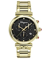 Ferragamo Women's Swiss Chronograph Ora Gold Ion Plated Stainless Steel Bracelet Watch 40mm