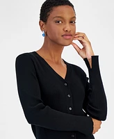 On 34th Women's V-Neck Ribbed Cardigan, Created for Macy's