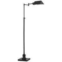 Regency Hill Jenson Traditional Adjustable Pharmacy Floor Lamp Standing Base Swing Arm 54" Tall Dark Bronze Metal Bright Downward Light for Living Roo