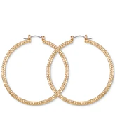 Guess Gold-Tone Large Diamond-Cut Textured Hoop Earrings, 2.12"