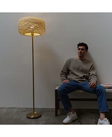 Brightech Rowan 60" Led Standing Floor Lamp with Threaded Twine Shade