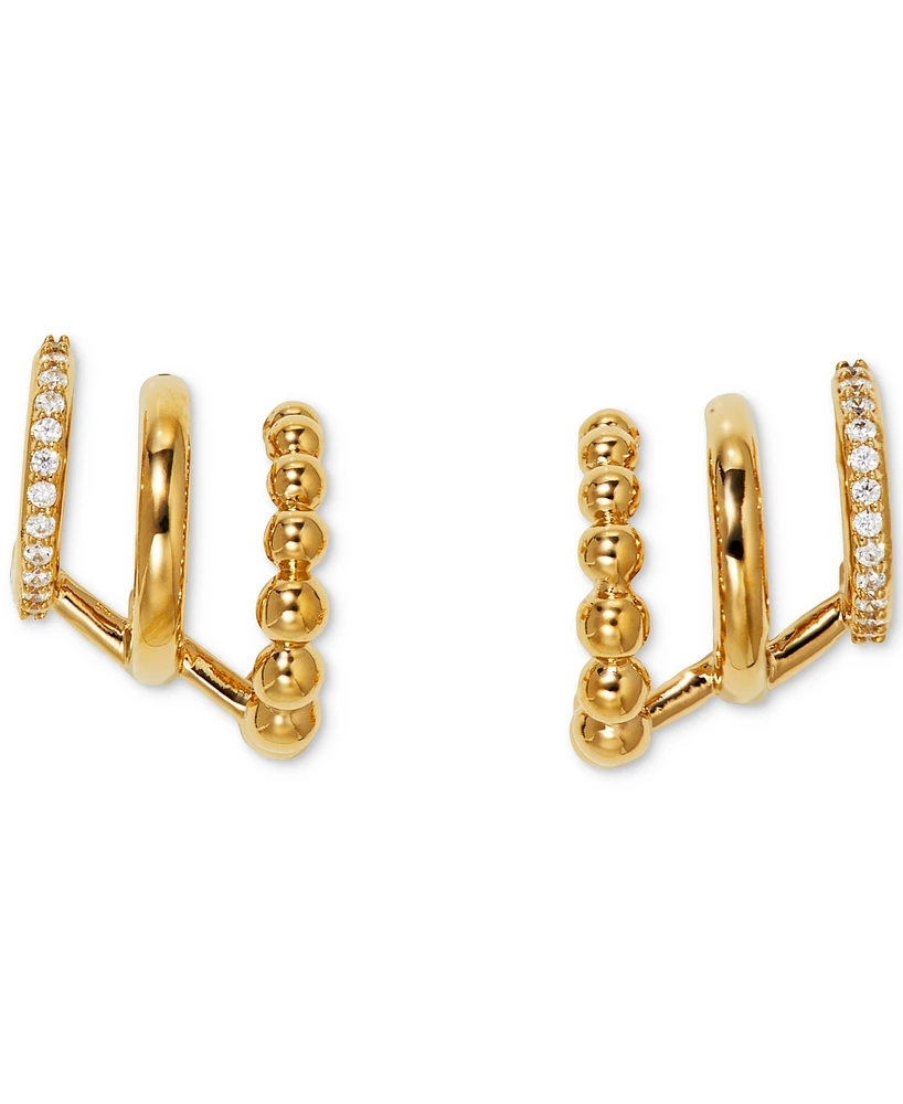 Ajoa by Nadri 18k Gold-Plated Pave Triple-Row Illusion Hoop Earrings