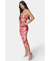 Bebe Women's Printed Front Cutout Midi Dress