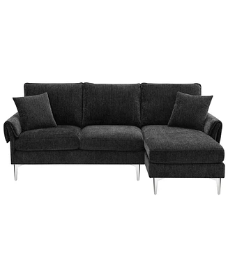 Mondawe 84 " Convertible Sectional Sofa, Modern Chenille L-Shaped Sofa Couch with Reversible Chaise Lounge (2 Pillows)