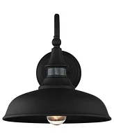 Gough Rustic Industrial Farmhouse Outdoor Barn Light Fixture Texturized Black Dusk To Dawn Motion Sensor Dark Sky 12 1/2" for Exterior House Porch Pat