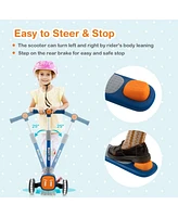 Folding Adjustable Kids Toy Scooter with Led Flashing Wheels Horn 4 Emoji Covers