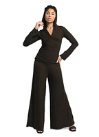 Dai Moda Women's Bonsai Palazzo Cashmere Sweater Pant