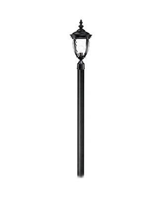 John Timberland Bellagio Vintage Outdoor Post Light Fixture with Burial Pole Black 103" Clear Hammered Glass for Exterior House Porch Patio Outside De