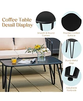 4 Pieces Patio Furniture Set with Seat Back Cushions for Garden