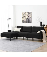 Mondawe 103.5x59" Modern L-shaped Sectional Sofa, 4-seat Velvet Fabric Couch Set with Convertible Ottoman,Freely Combinable Sofa