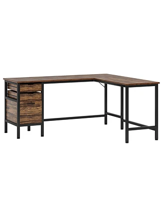 Tribesigns L Shaped Desk with File Drawer Cabinet, 59 Inch Corner Computer Drawers, Pc Table Writing for Home Office