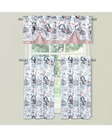 Kate Aurora Rooster Toile Complete 3 Pc CafA Kitchen Curtain Tier And Valance Set - 56 in. W x 36 L, Blue