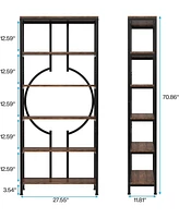 Tribesigns 70.9 Inch Industrial Bookshelf, 6-Tier Tall Bookcase with Open Shelves, Wood and Metal Display Shelf Storage Shelves for Bedroom, Living Ro