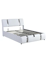 Simplie Fun Full Size Upholstered Pu Leather Platform Bed With A Hydraulic Storage System