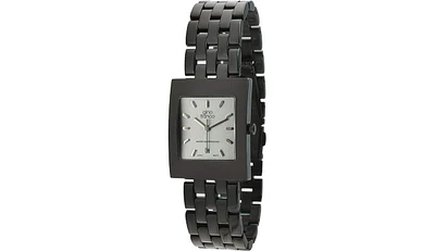 Gino Franco Women's Square Black Ionic Plated Watch with Stainless Steel Bracelet