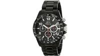 Gino Franco Rogue Round Chronograph Black Ion-Plated Bracelet Watch