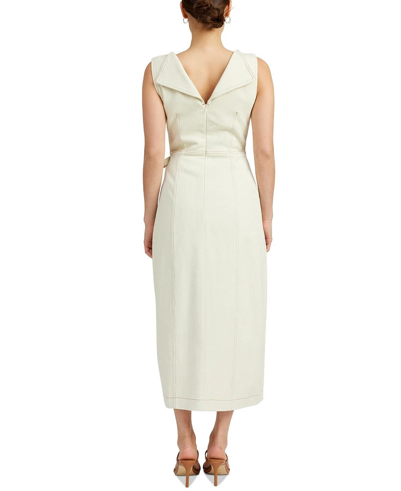 En Saison Women's Areli Tie-Waist Cotton Denim Midi Dress