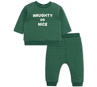 Focus Kids Baby Naughty or Nice Cheer Sweatshirt & Pants, 2 Piece Set