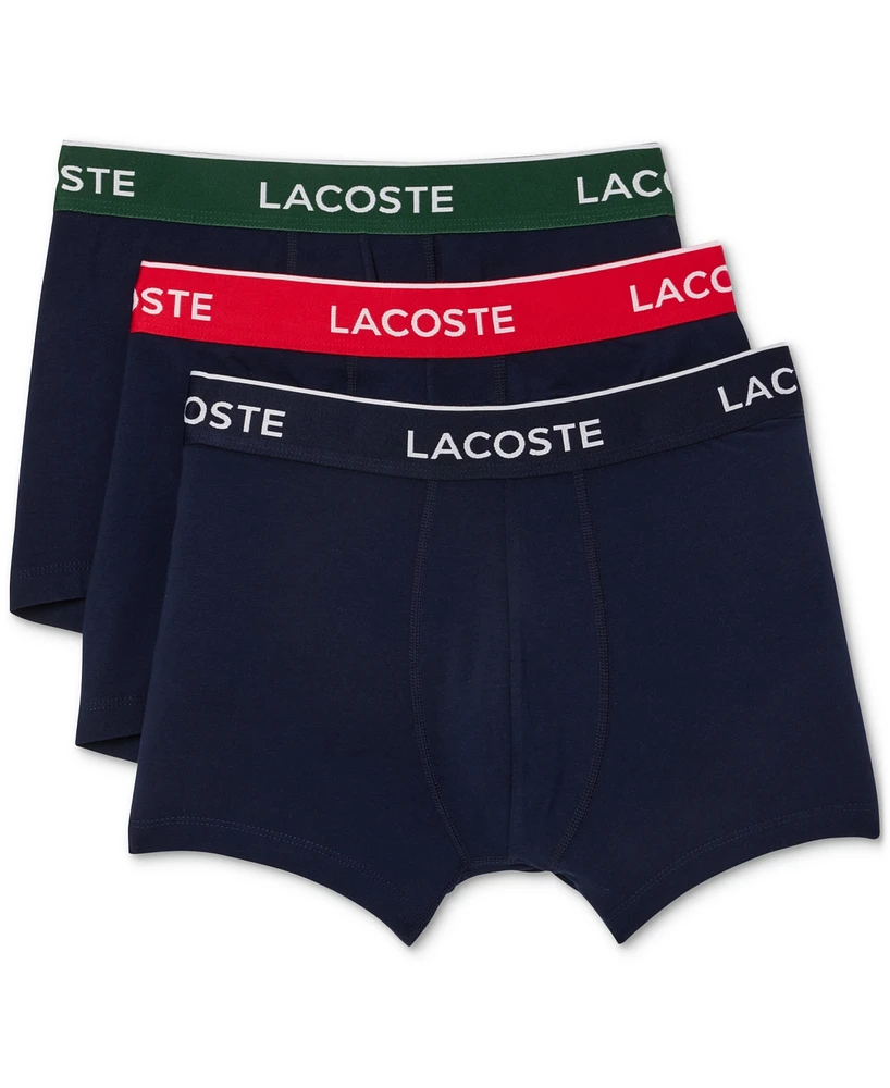 Lacoste Men's 3pk. Regular-Fit Logo Waistband Trunk Underwear