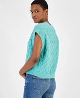 On 34th Women's Extended Shoulder Cable-Knit Sweater Vest, Created for Macy's