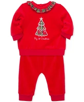 Little Me Baby Girls My 1st Christmas Tree Sweatshirt & Pants Set