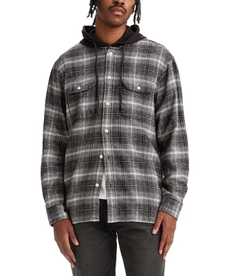 Levi's Men's Relaxed Fit Hooded Long Sleeve Button-Front Overshirt