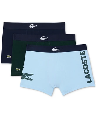 Lacoste Men's Regular Fit Big Croc Logo Boxer Briefs, Pack of 3