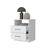 Fm Furniture Oklahoma Nightstand,Two Drawers, One Shelf