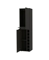 Fm Furniture Maya Tall Bar Cabinet, Seven Built-in Wine Rack, Extendable Shelf, Double Door Cabinet