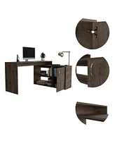 Fm Furniture Antlia L-Shaped Writing Desk, Two Shelves