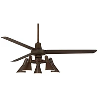 60" Turbina Industrial Retro 3 Blade Indoor Ceiling Fan with Light Led Remote Oil Rubbed Bronze Adjustable Head for House Bedroom Living Room Home Kit