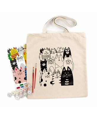 Rosa ROSATalent: Eco-Friendly Cotton Ecobag Coloring Kit – Cats Design (220 Gsm, 38x42 cm) - Assorted Pre